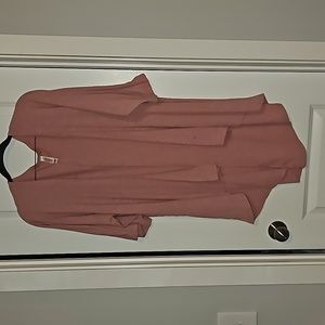Lularoe Open Front Longline Dusty Rose Ribbed Cardigan Sweater Duster Size Med